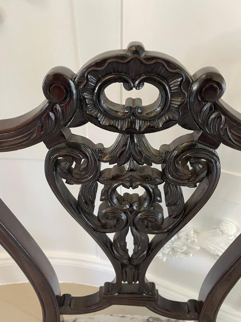 Antique Pair of Quality Victorian Ebonised Side Chairs - Image 10